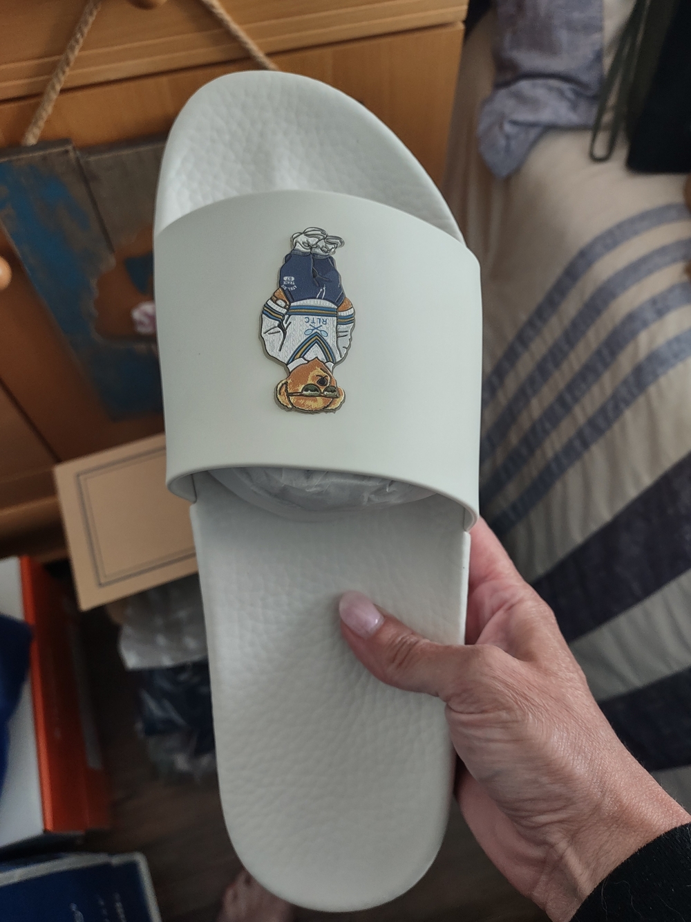Polo by Ralph Lauren White Bear Crest Men's Slide Sandals